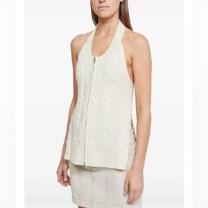 Nwt 3.1 Phillip Lim wool blend cable-knit halterneck top off white S